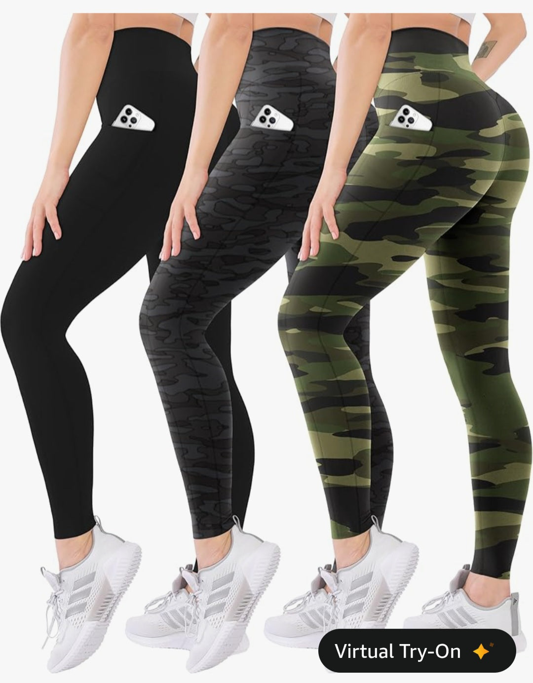 Blisset 3 Pack High Waisted Leggings for Women with Pockets Soft Active Tummy Control Pants for Yoga Running & Daily Wear